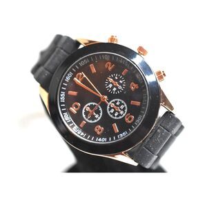 NWOT Rose Gold Tone Black Silicone Band Steampunk New Battery No Brand Watch
